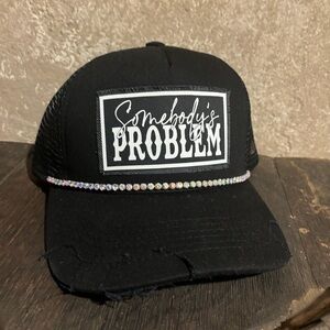 Somebody’s  problem Rhinestone vintage style trucker hat